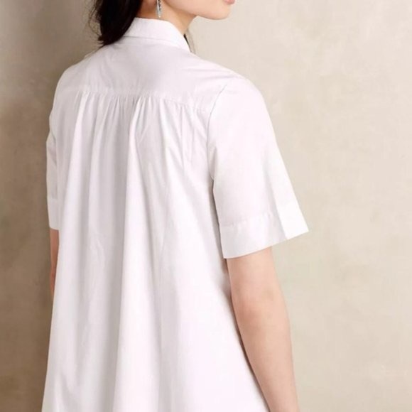 Anthropologie White Collared Shirt Mini Dress - Picture 2 of 8